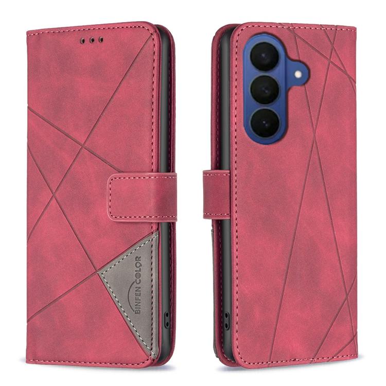 For Samsung Galaxy A37 5G Magnetic Buckle Rhombus Texture Leather Phone Case(Red)