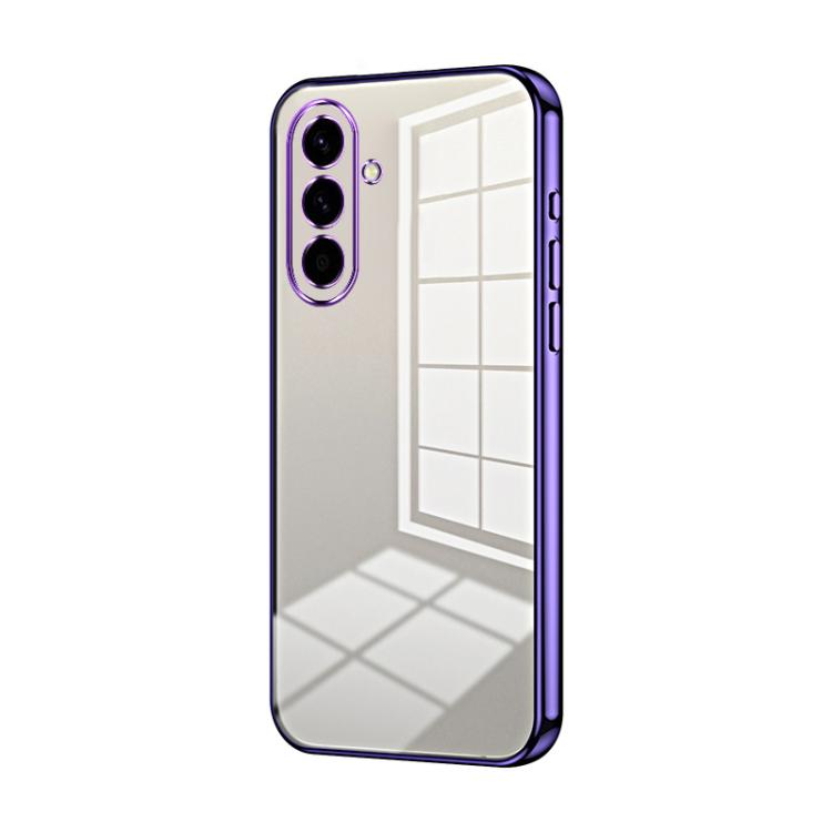 For Samsung Galaxy A57 5G Transparent Plating Fine Hole Phone Case(Purple)