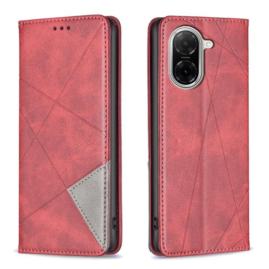 For Redmi A5 4G 171.7mm Rhombus Texture Magnetic Leather Phone Case(Red)