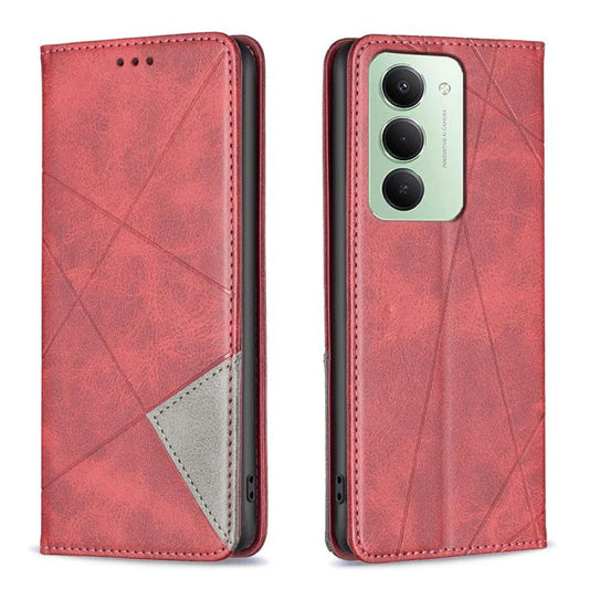 For Redmi 15 5G Global / 15 4G SEA 169.5mm Rhombus Texture Magnetic Leather Phone Case(Red)