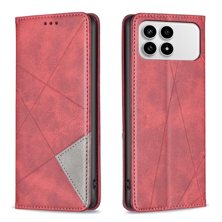 For Redmi K90 / Poco F8 Pro 5G Rhombus Texture Magnetic Leather Phone Case(Red)