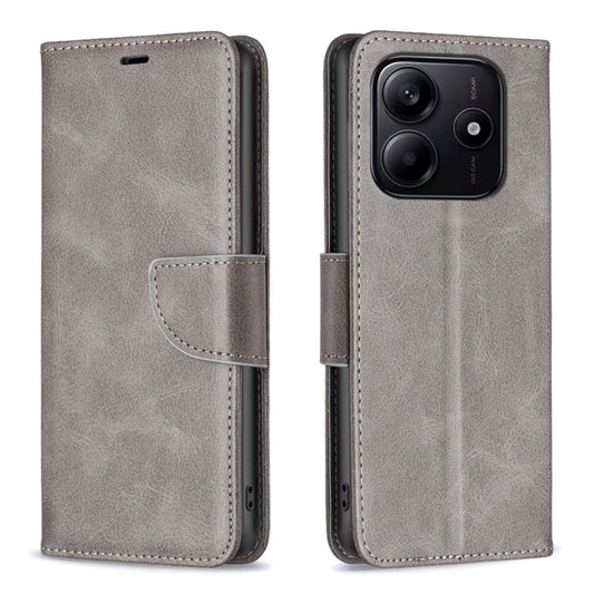 For Redmi Note 14 5G Lambskin Texture Pure Color Flip Leather Phone Case(Grey)
