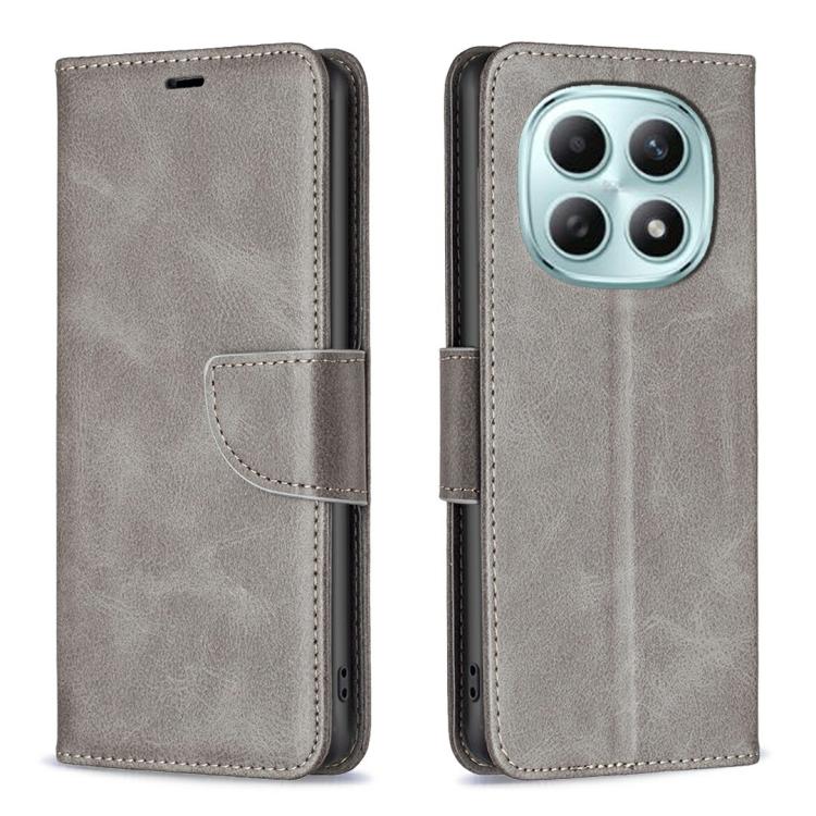 For Redmi Note 15 Pro 4G Global 163.2mm Lambskin Texture Pure Color Flip Leather Phone Case(Grey)