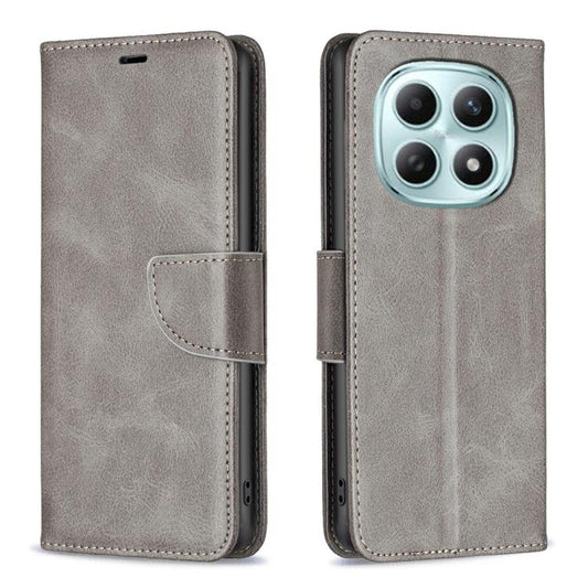 For Redmi Note 15 Pro 4G Global 163.2mm Lambskin Texture Pure Color Flip Leather Phone Case(Grey)