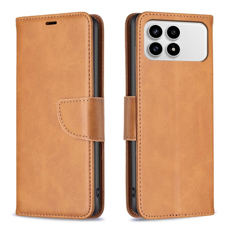 For Redmi K90/Poco F8 Pro Lambskin Texture Pure Color Flip Leather Phone Case(Yellow)