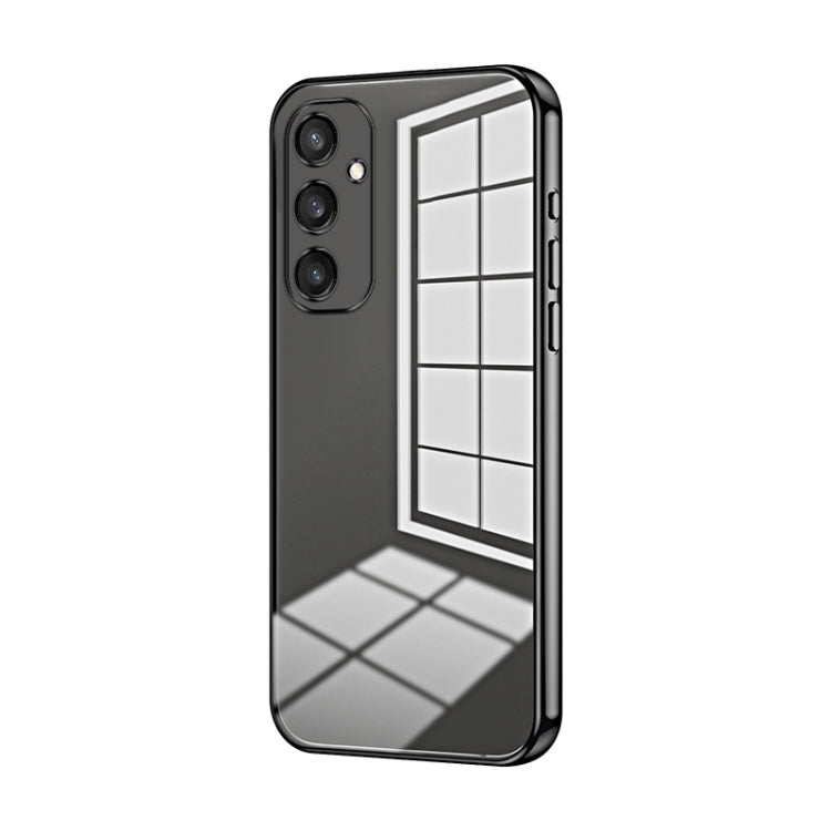 For Samsung Galaxy S25 5G Transparent Plating Fine Hole Phone Case(Black)