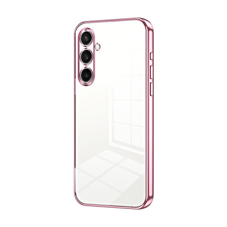 For Samsung Galaxy S25 FE 5G Transparent Plating Fine Hole Phone Case(Pink)