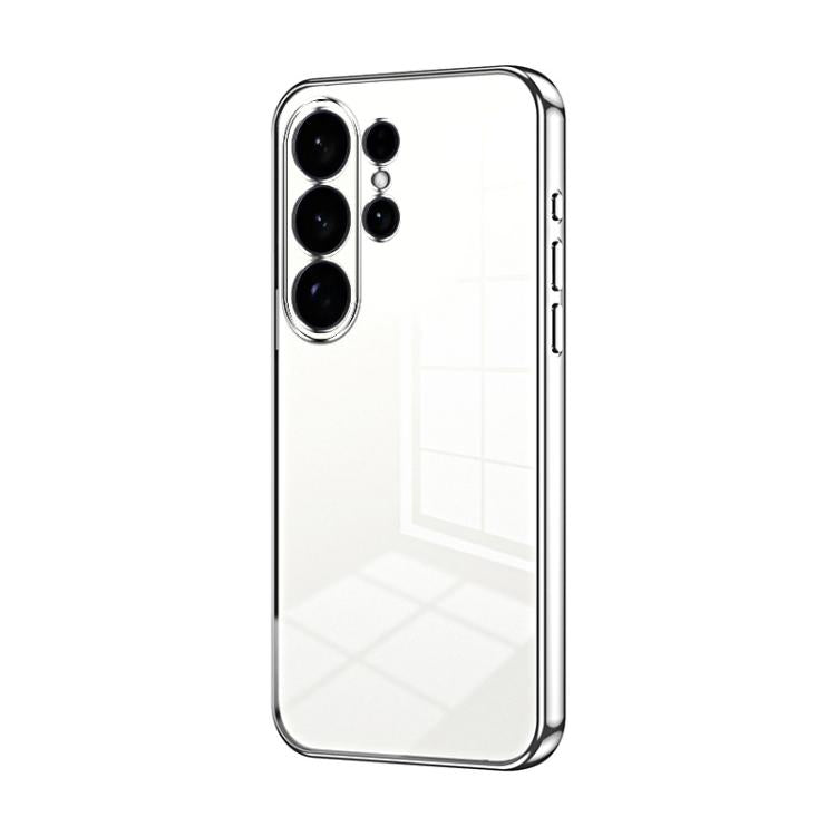 For Samsung Galaxy S26 Ultra 5G Transparent Plating Fine Hole Phone Case(Silver)