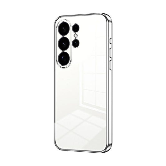 For Samsung Galaxy S26 Ultra 5G Transparent Plating Fine Hole Phone Case(Silver)
