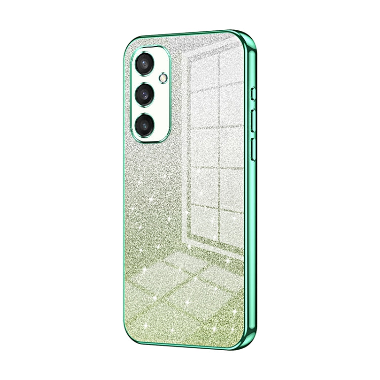For Samsung Galaxy S25 5G Gradient Glitter Powder Electroplated Phone Case(Green)