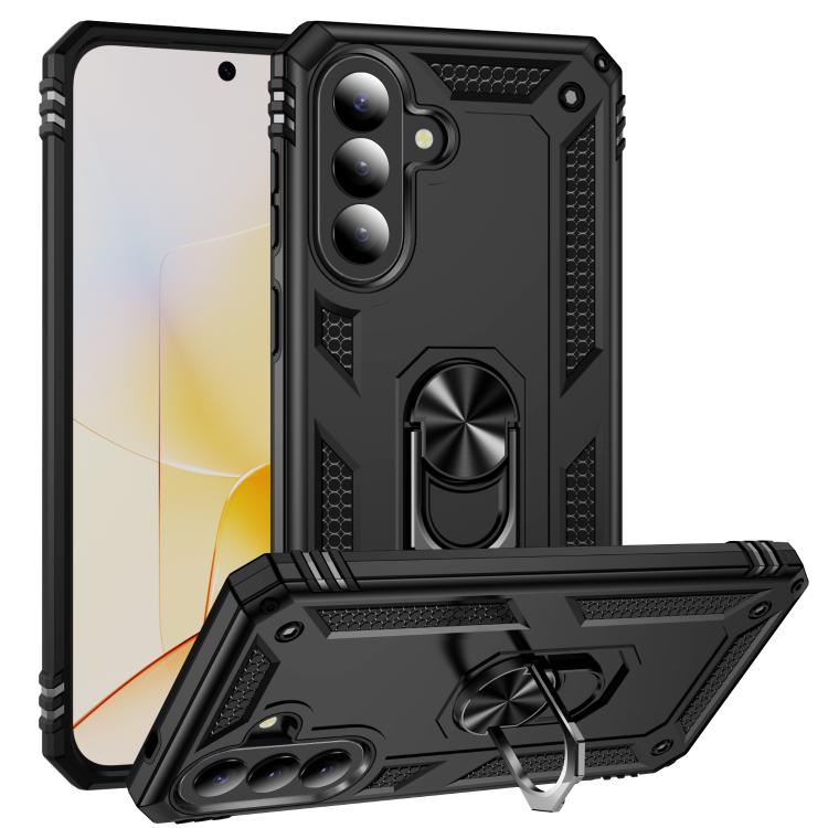 For Samsung Galaxy A57 5G Shockproof TPU + PC Phone Case with Holder(Black)