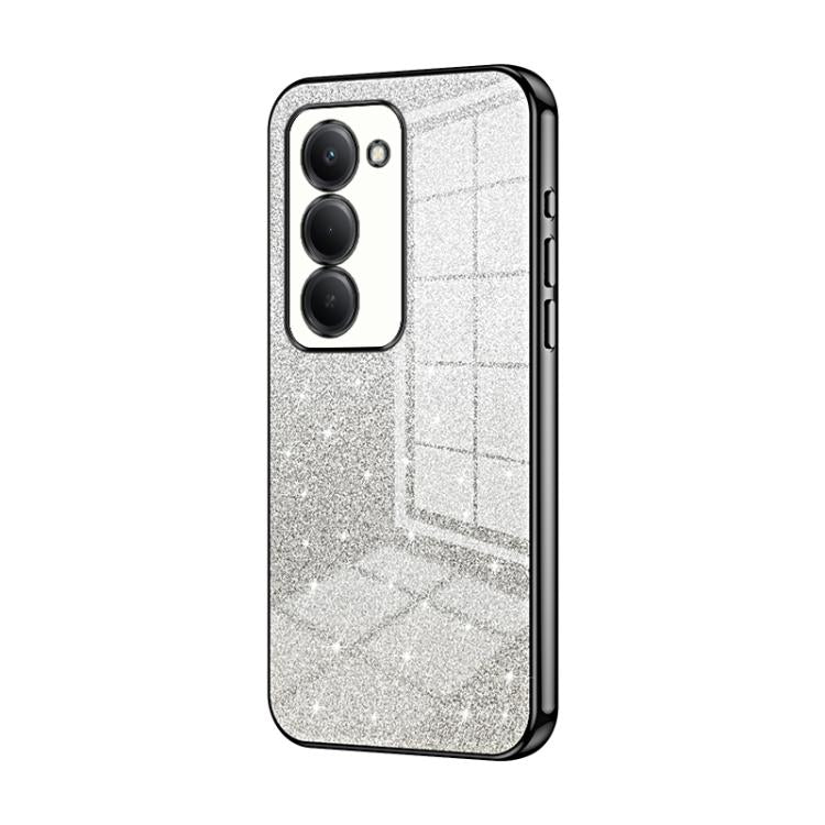 For Redmi 15 5G Global / 4G SEA 169mm Gradient Glitter Powder Electroplated Phone Case(Black)