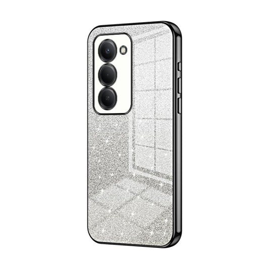 For Redmi 15 5G Global / 4G SEA 169mm Gradient Glitter Powder Electroplated Phone Case(Black)