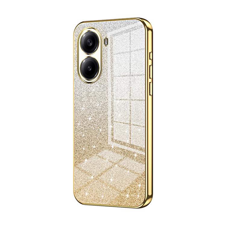 For Redmi Turbo 4 Gradient Glitter Powder Electroplated Phone Case(Gold)