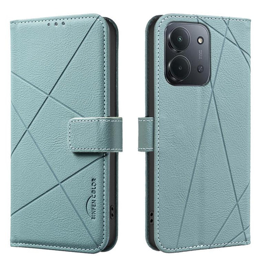 For Redmi 15C 5G / 4G EU 173mm Geometric Pattern RFID Leather Phone Case(Green)