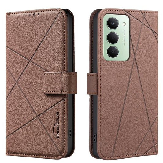 For Redmi 15 5G Global / 15 4G SEA 169.5mm Geometric Pattern RFID Leather Phone Case(Brown)