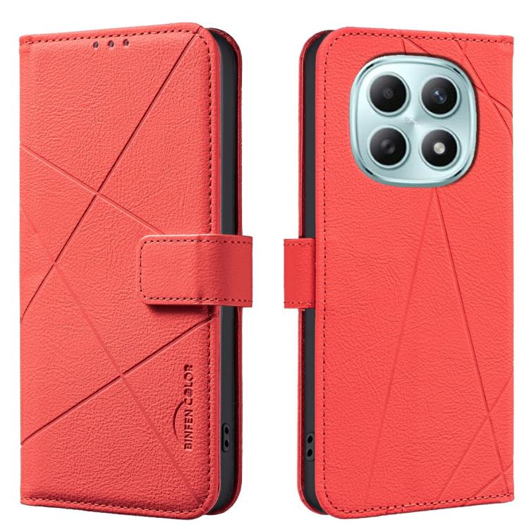 For Redmi Note 15 Pro 4G Global 163.2mm Geometric Pattern RFID Leather Phone Case(Red)