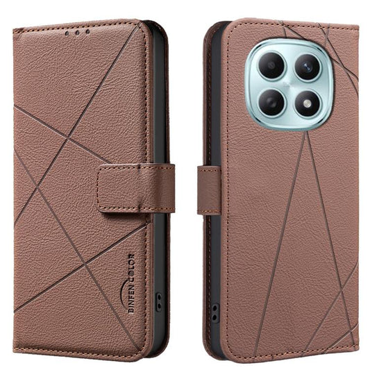 For Redmi Note 15 5G Global 164mm Geometric Pattern RFID Leather Phone Case(Brown)