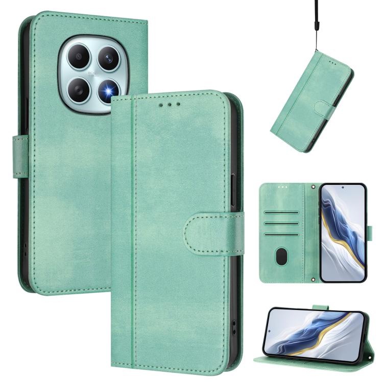 For Redmi Note 15 5G / 4G 164mm / Poco M8 5G Line Splicing Buckle Retro Leather Phone Case(Mint)