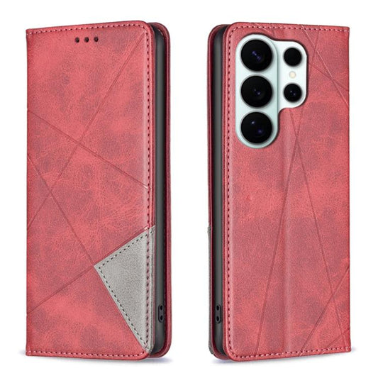 For Samsung Galaxy S26 Ultra 5G Rhombus Texture Magnetic Leather Phone Case(Red)