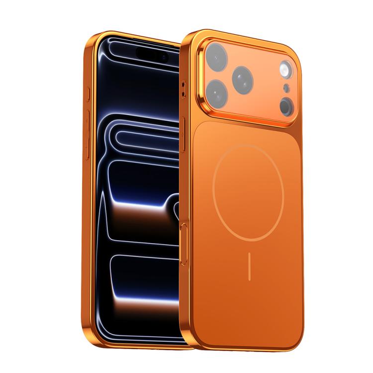For iPhone 17 Pro Corning Glass Plating Large Window MagSafe Phone Case(Orange)