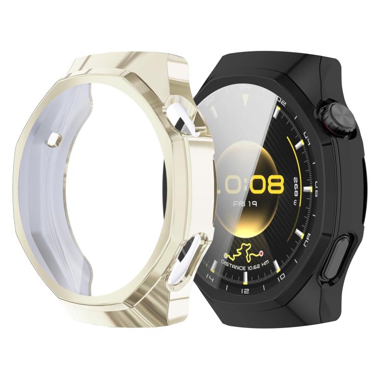 For Huawei Watch GT 6 Pro 46mm xDfind Plating Tempered Film Integrated TPU Watch Protective Cover(Light Gold)