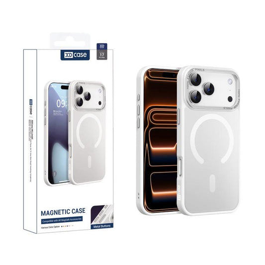 For iPhone 17 Pro Max XDcase Metal Lens Frame Skin Feel Magnetic Phone Case(White)