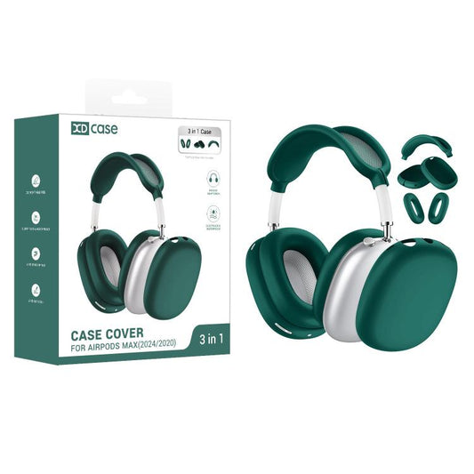 For Apple AirPods Max XDcase 3 in 1 Silicone Headset Protective Case(Dark Green)