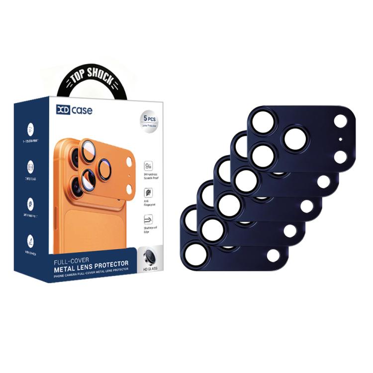 For iPhone 17 Pro XDcase 5pcs Armor Full-Coverage Frosted Metal Camera Lens Ring Film(Dark Blue)
