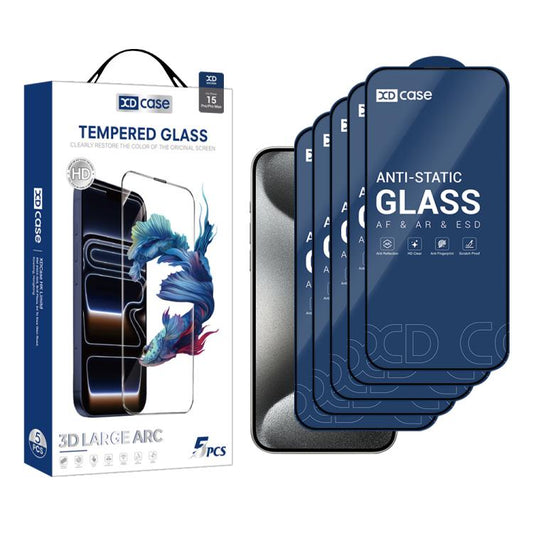 For iPhone 15 Pro XDcase 5pcs / Pack Silk Screen Printed HD Tempered Glass Film