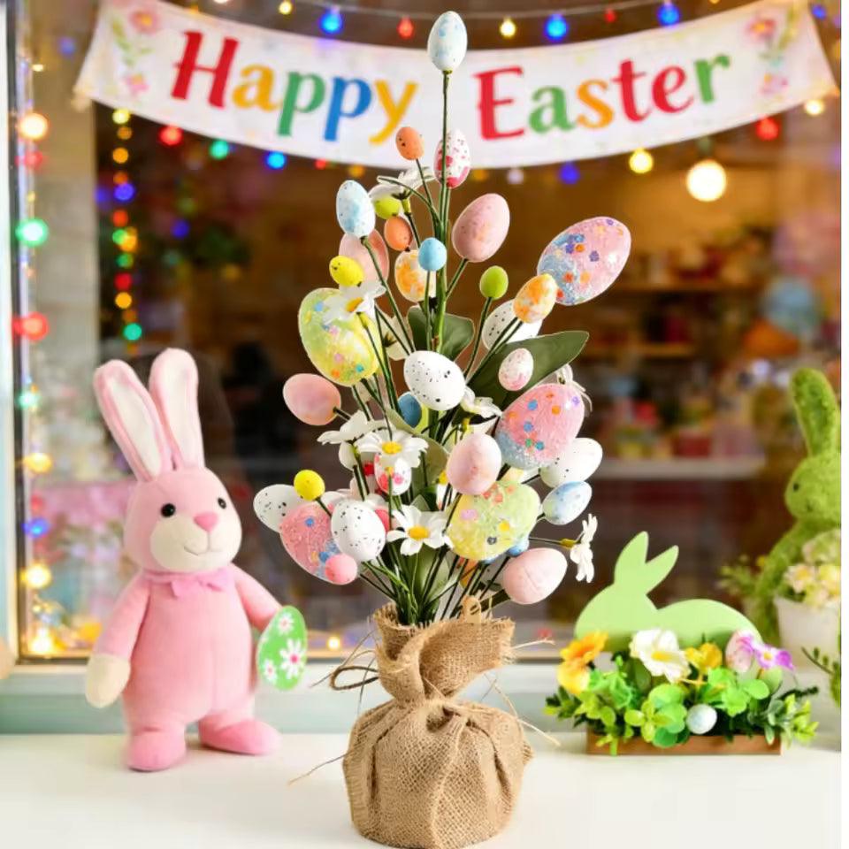 Rustic Easter Egg Tree Centerpiece | Spring Floral Tabletop Decor (40cm)