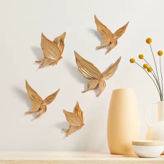 Elegant 3D Resin Butterfly Wall Sculptures (Set of 6)