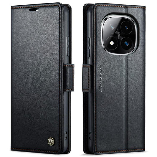For Redmi Note 14 Pro 4G CaseMe 023 Butterfly Buckle Litchi Texture RFID Anti-theft Leather Phone Case(Black)