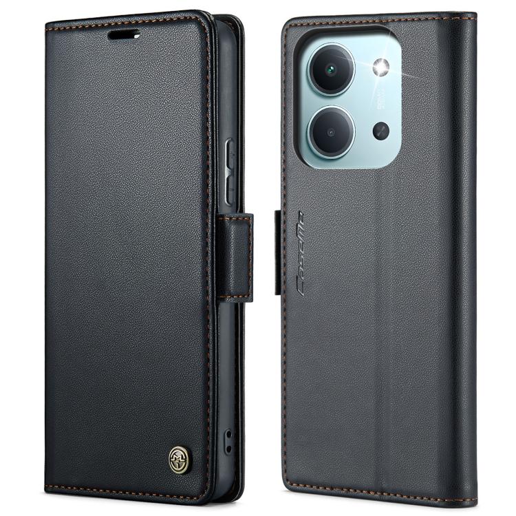 For Redmi 15C 5G / 4G EU 173mm CaseMe 023 Butterfly Buckle Litchi Texture RFID Anti-theft Leather Phone Case(Black)