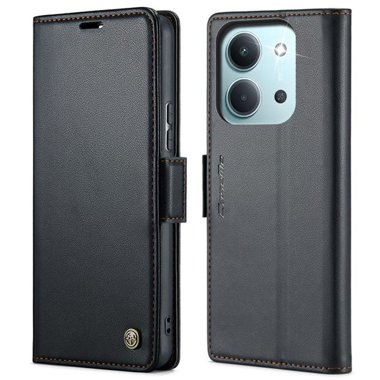 For Redmi 15C 5G / 4G EU 173mm CaseMe 023 Butterfly Buckle Litchi Texture RFID Anti-theft Leather Phone Case(Black)
