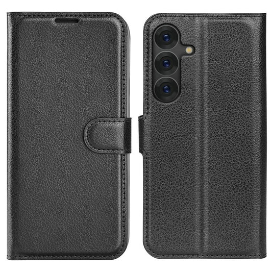 For Samsung Galaxy S25 5G Litchi Texture Horizontal Flip Leather Phone Case with Holder(Black)
