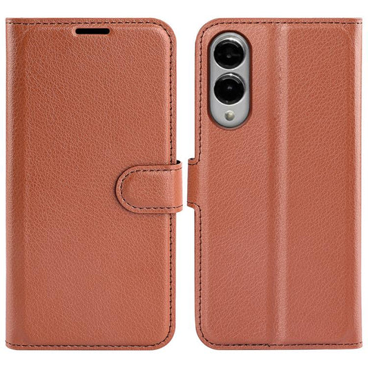 For Samsung Galaxy S25 Edge 5G Litchi Texture Horizontal Flip Leather Phone Case with Holder(Brown)