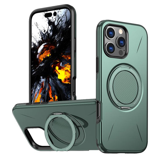 For iPhone 15 Pro Kalebol Magnetic MagSafe Rotation Holder PC Phone Case(Grey Green)
