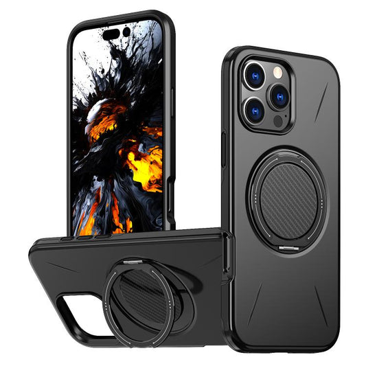 For iPhone 14 Pro Max Kalebol Magnetic MagSafe Rotation Holder PC Phone Case(Black)