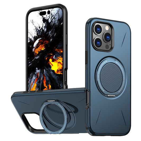 For iPhone 13 Pro Max Kalebol Magnetic MagSafe Rotation Holder PC Phone Case(Blue)
