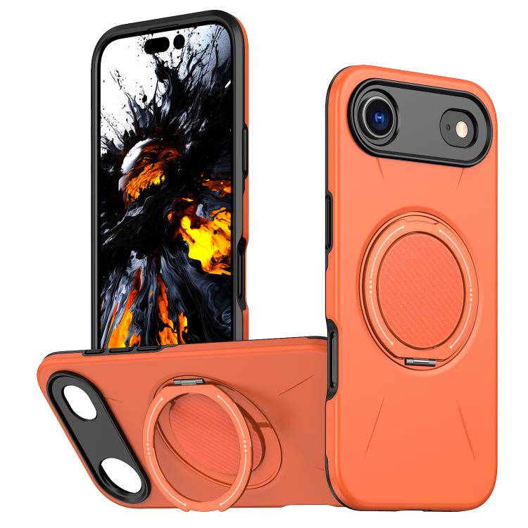 For iPhone Air Kalebol Magnetic MagSafe Rotation Holder PC Phone Case(Orange)