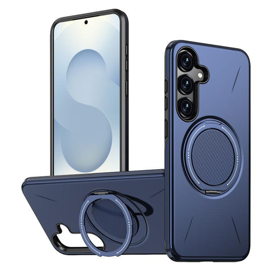 For Samsung Galaxy S24+ 5G Kalebol Magnetic MagSafe Rotation Holder PC Phone Case(Blue)