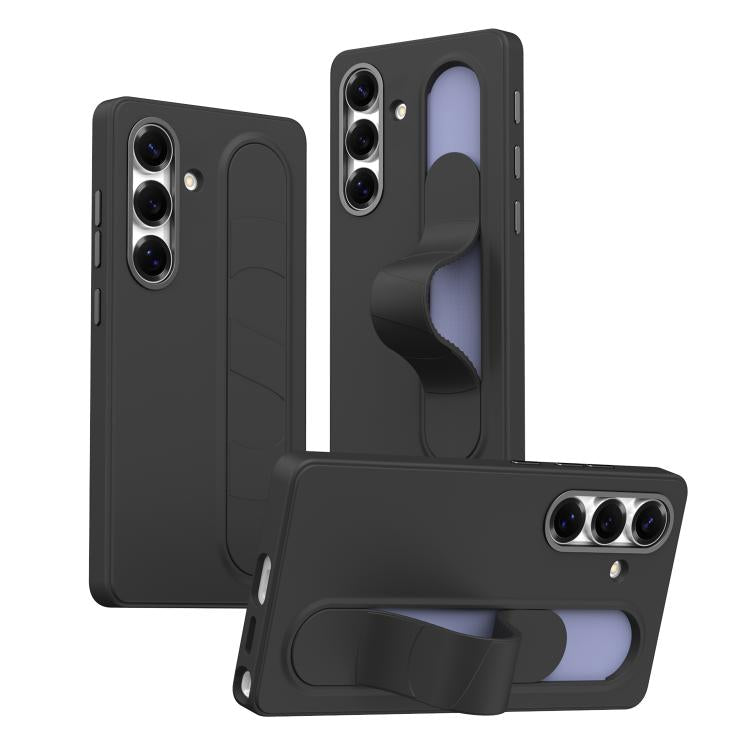 For Samsung Galaxy S25 FE 5G Intelligent Control Button Wristband Phone Case(Titanium Shadow Black)