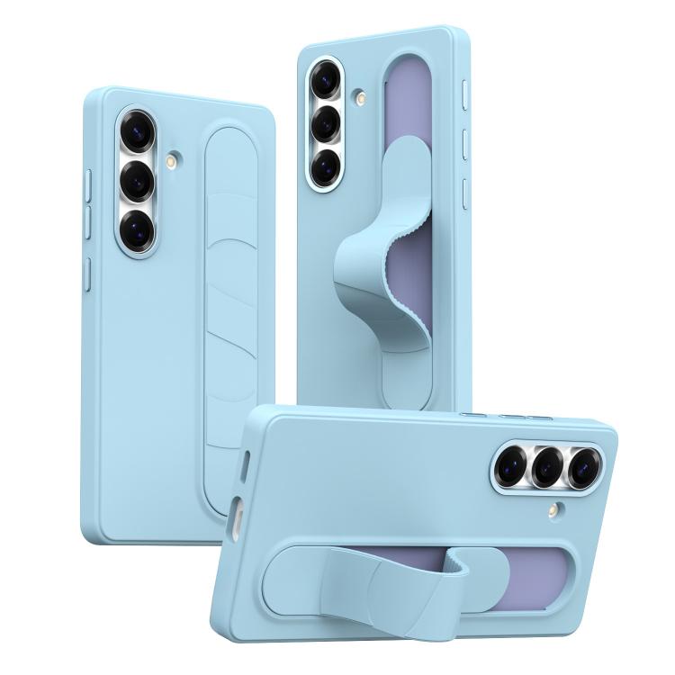 For Samsung Galaxy S24+ 5G Intelligent Control Button Wristband Phone Case(Far Peak Blue)