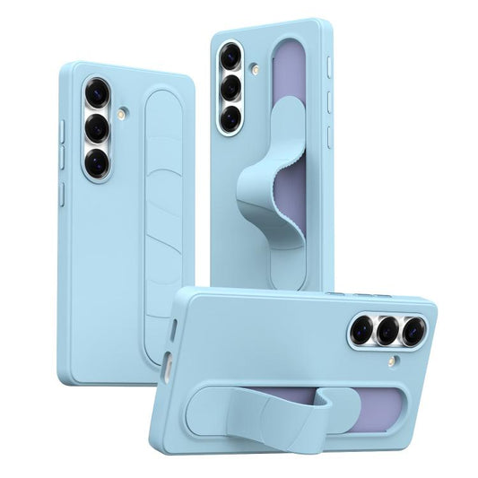 For Samsung Galaxy S24+ 5G Intelligent Control Button Wristband Phone Case(Far Peak Blue)
