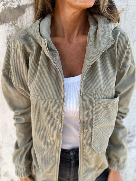 Women Spring/Fall Outerwear Vintage Split Joint Plain Long Sleeve Stand Collar Jacket