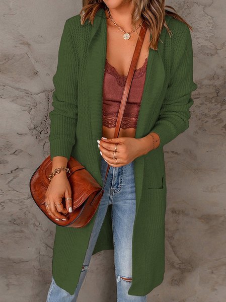 Women Spring/Fall Outerwear Casual Split Joint Plain Long Sleeve Jacket