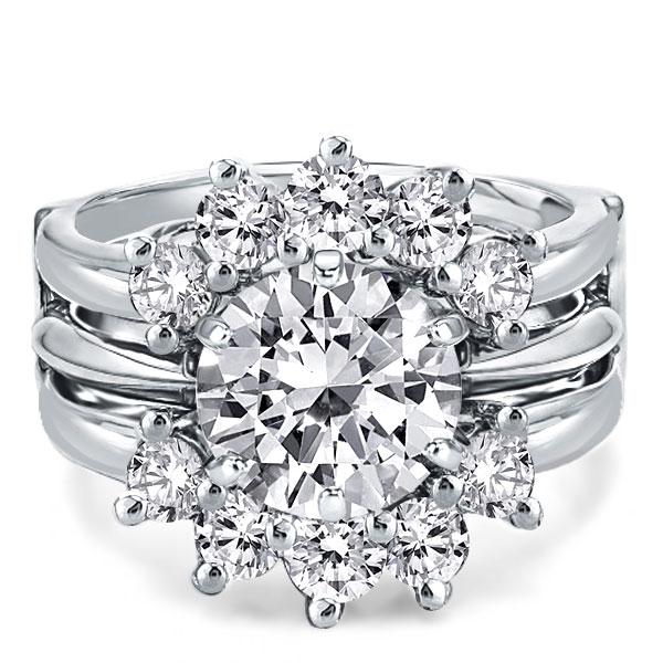 Sunflower Design Round Cut Guard Bridal Jewelry Set