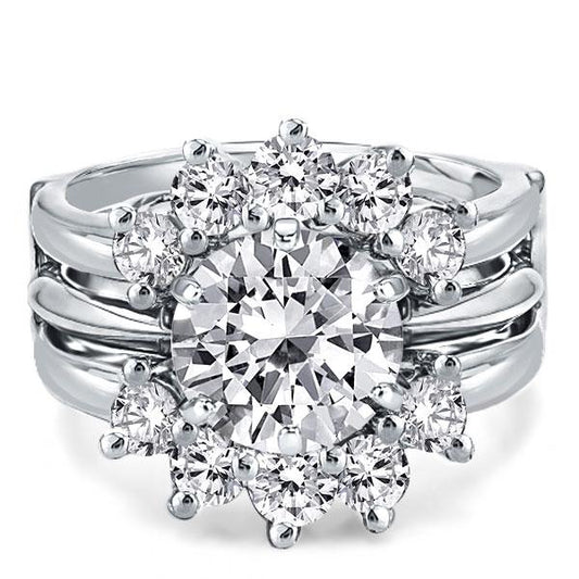 Sunflower Design Round Cut Guard Bridal Jewelry Set