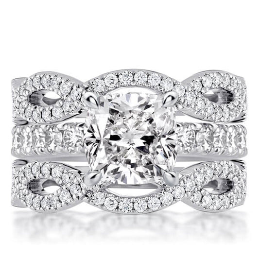 Twist Cushion Cut Bridal Set 3PC Wedding Set